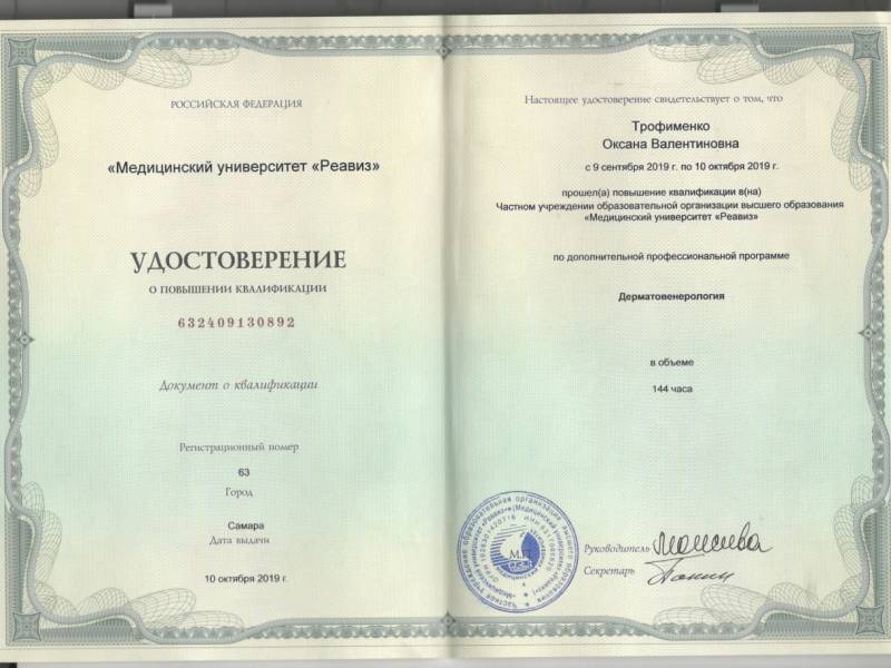 Трофименко Оксана Валентиновна